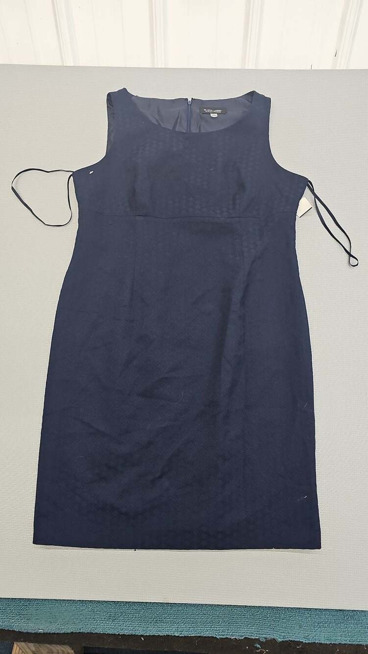 Black Label by Evan-Picone Navy Blue Textured Geometric Sheath Dress Size 18
